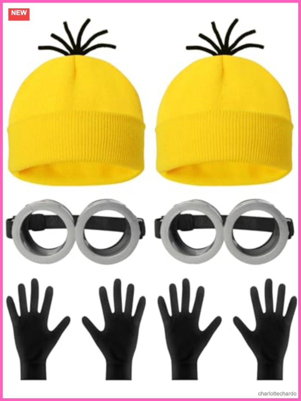 6 Pc Couples Halloween Costume Set Beanie Goggles Gloves Adult